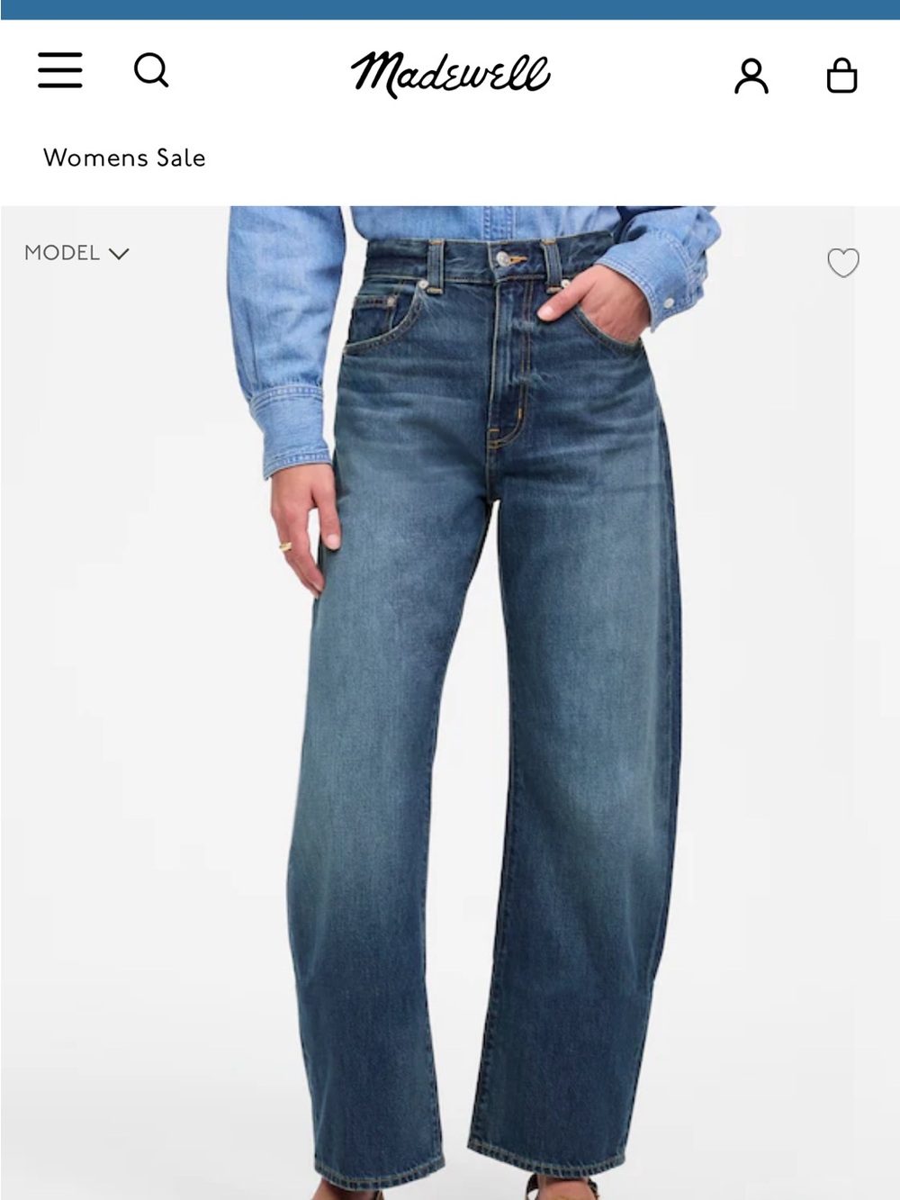 Madewell balloon High-Rise Wide Leg Jeans - mid wash size 25